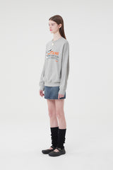 ウィティーバニーワーディングドロップスウェットシャツ／WITTY BUNNY WORDING DROP SWEATSHIRT [MELANGE GRAY]