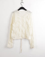 Glo wedding guest look lace pleated string long sleeve blouse