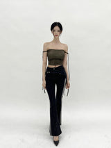 デニムフリーストラップトップ/802. Denim free strap top (3color)