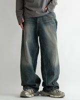 Vintage brush blue denim pants