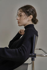 アンバランスニットドレス/UNBALANCED KNIT DRESS_BLACK