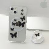 ブラック -ブラーバタフライ マグセーフスマホケース ビーズトックセット