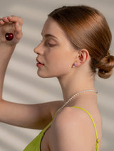 セラミックデイリーパールドロップピアス/Ceramic daily pearl drop earring(Pink)