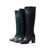 ブロックヒールロングブーツ/Block Heel Long Boots(Matt Black)