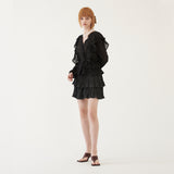 RUFFLED MINI SKIRT (BLACK) (6579684606070)