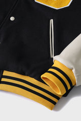 Big Patch Black Ivory Baseball Jacket / Varsity Jacket