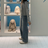 ブルーオンウォッシュドワイドストレートデニムパンツ / Blue-On-Washed Wide Straight Denim Pants