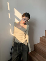 round semi ribbed long sleeve tee