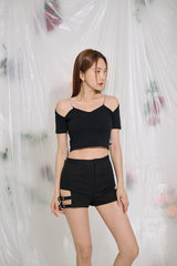 VチェーンショートスリーブクロップTシャツ / TOP(9290) V Chain Short Sleeve Crop Tee
