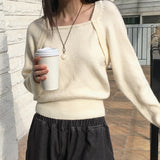 Momi ボレロスクエアネック長袖ニット