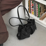 Wiltz leather washed pocket side zipper shoulder bag