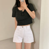 サイドシャーリングリブドクロップ半袖Tシャツ