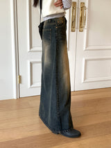 Ito Sand Washed Wide Maxi Denim Skirt