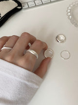 [5 set] matte bold simple ring set / 2 color / glossy daily layering