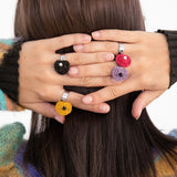 チャビーハートペンダントサージカルオープンリング/Chubby heart pendant surgical open ring (purple)