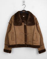 Recton Suede Fur High-neck Shearling Jacket