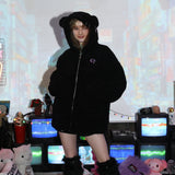 パンクベアフリースジャケット / 0 1 punk bear fleece jacket - BLACK