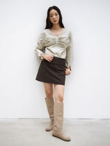 BUTTON MINI SKIRT [ CHARCOAL ]