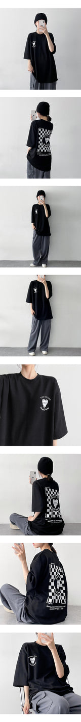 イラストレーションチェックハートショートスリーブT / Illustration Check Heart Short Sleeve Tee