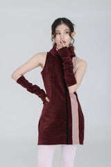 HOLIDAY TURTLENECK DRESS #WINE PINK