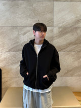 Unisex high neck hood zip-up
