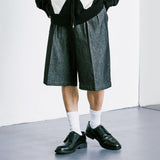 デニムワイドカーブフィット2タックバルミューダパンツ / DENIM WIDE CURVE FIT TWO TUCK BERMUDA PANTS BLACK