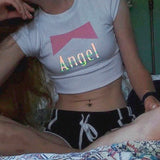 エンジェル リフレクティブ クロップ Tシャツ / ANGEL REFLECTIVE CROPPED TEE - MJN (4442982383734)
