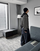 No.0363 st KNIT hood warmer zip-up (3color)