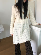 [MADE] Flute Ribbon Strap Punching Wave Knit Dress