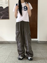 アコンジッパーポケットナイロンワイドツーウェイジョガーパンツ/ Acorn Zip Pocket Nylon Wide Two Way Joggers