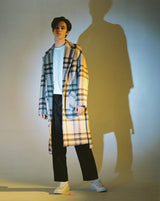 OVERSIZE WOOL CHECK ROBE COAT (Beige) / オーバーサイズウールチェックローブコート