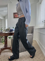 レザーストレートトラウザーズ / leather straight trousers