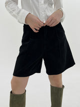 ブラックコーデュロイファイブピースショーツ / Black corduroy five-piece shorts