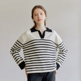 STRIPE COLLAR KNIT_BLACK (6600101953654)
