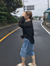 Slush denim half pants