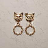 メルビーザキャットシリーズ - アンティークキャットノブピアス / Melbie The Cat Series - Antique Cat Knobs Piercing (Gold ver.)