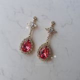 Romantic Queen Waterdrop Crystal Earring - Rosepink