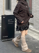 シャーリングストラップリボンレッグウォーマー / shirring strap ribbon leg warmer
