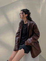(UNISEX)ライニングレザーブレザー