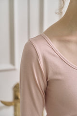 Nostalgia U neck T Shirt (&Off shoulder) - Misty Rose