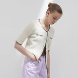 Linen embroidery cardigan - Ivory (6671632138358)