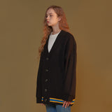 THREE LINES KNIT CARDIGAN_BLACK (6610782322806)