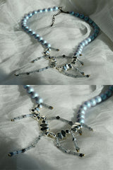 (Swarovski) Skyblue Silver Flower Necklace