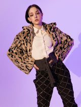 Leopard Crop Fur Jacket (BEIGE)