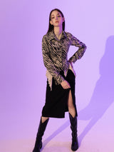Zebra Silky Shirts (BEIGE)