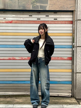 [MADE] Beckin high neck knit color combination balloon aviation jumper
