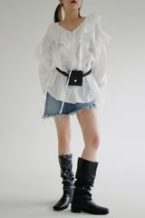 モノラッフルブラウス / Mono ruffle blouse (2color)