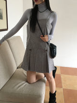Ant herringbone wool pleated mini dress