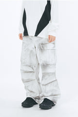 Crack dirty washed over banding pants