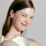 [925 SILVER] Pearl Ribbon Earring